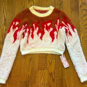 NWT ROMWE Fuzzy Sweater Pullover Shirt Top Size Small